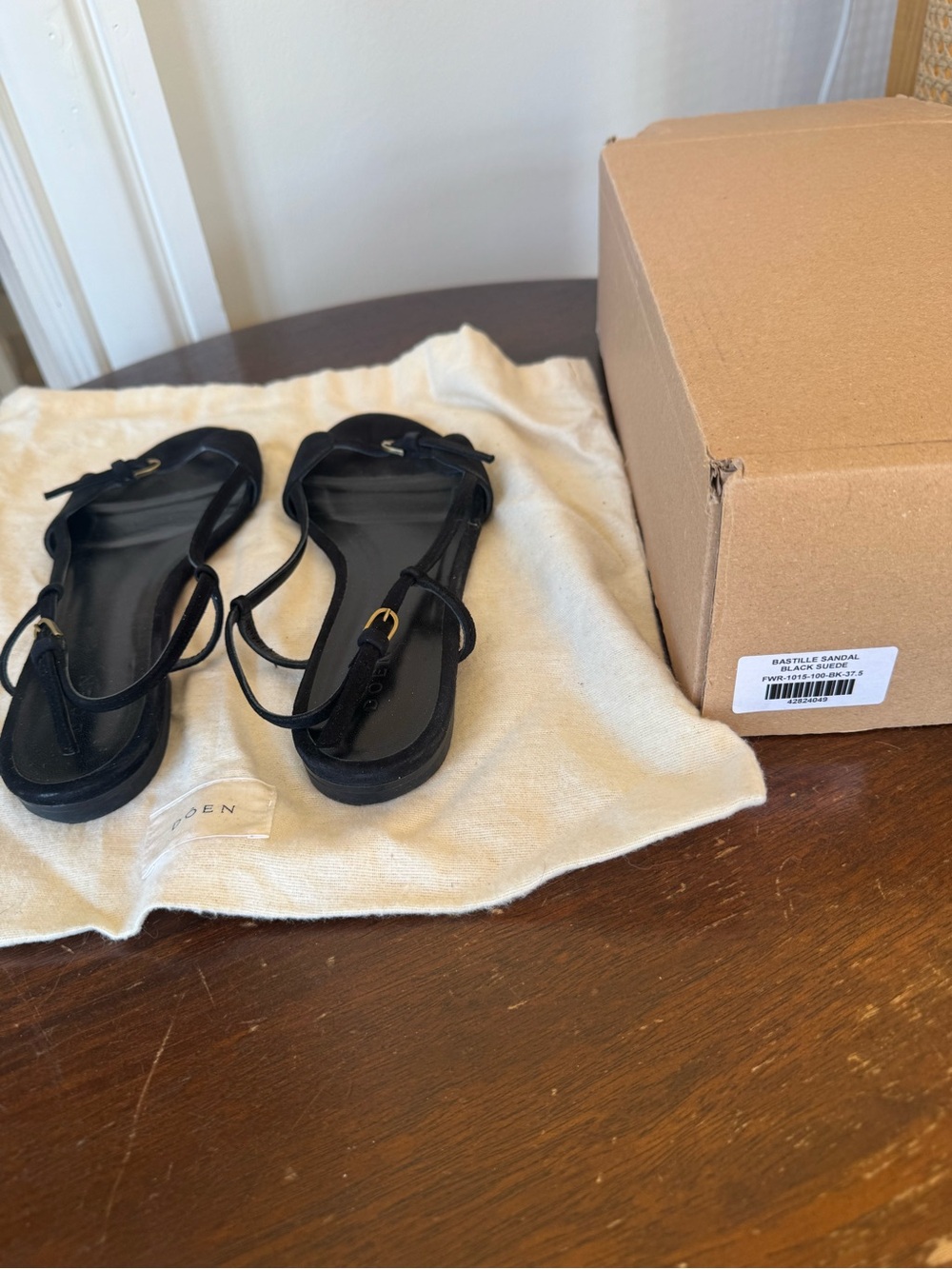 Doen Bastille Sandals- black suede size 37.5 - Picture 4 of 6